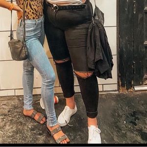American eagle plus sized symmetric ripped black jeans